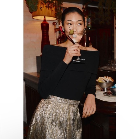 New NWT Tuckernuck Hyacinth House black knit off the shoulder Adrianna top XXS - Picture 2 of 16